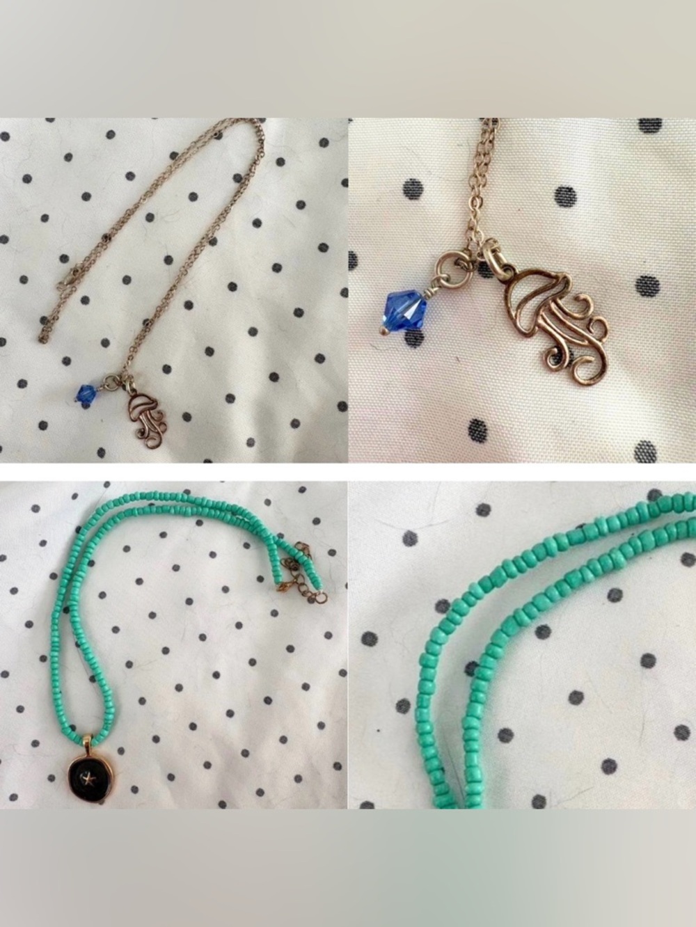 Coastal Necklaces - Jellyfish with blue bead & beaded starfish